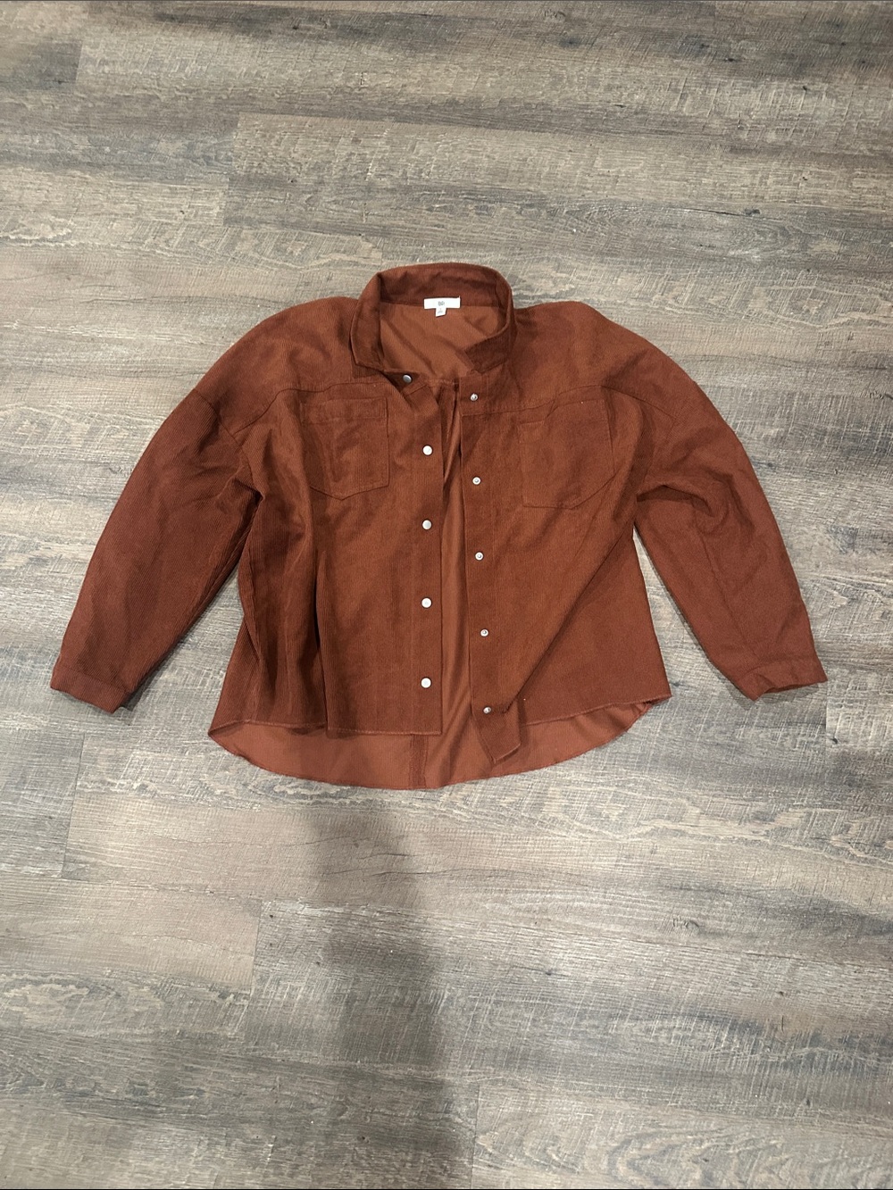 Burgandy Corduroy Button-Up Shirt Jacket